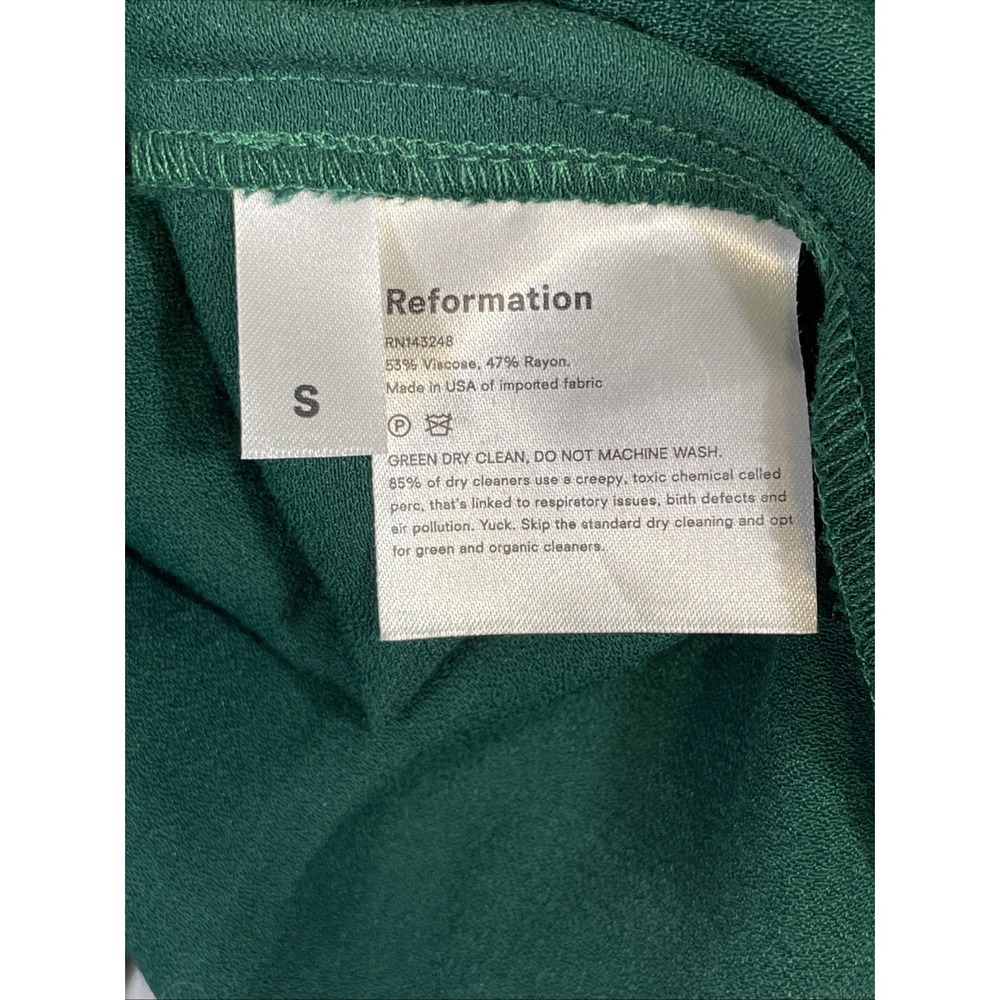 Reformation Augustina Plunge Dress Womens Size Small Green V-Neck - Picture 10 of 12